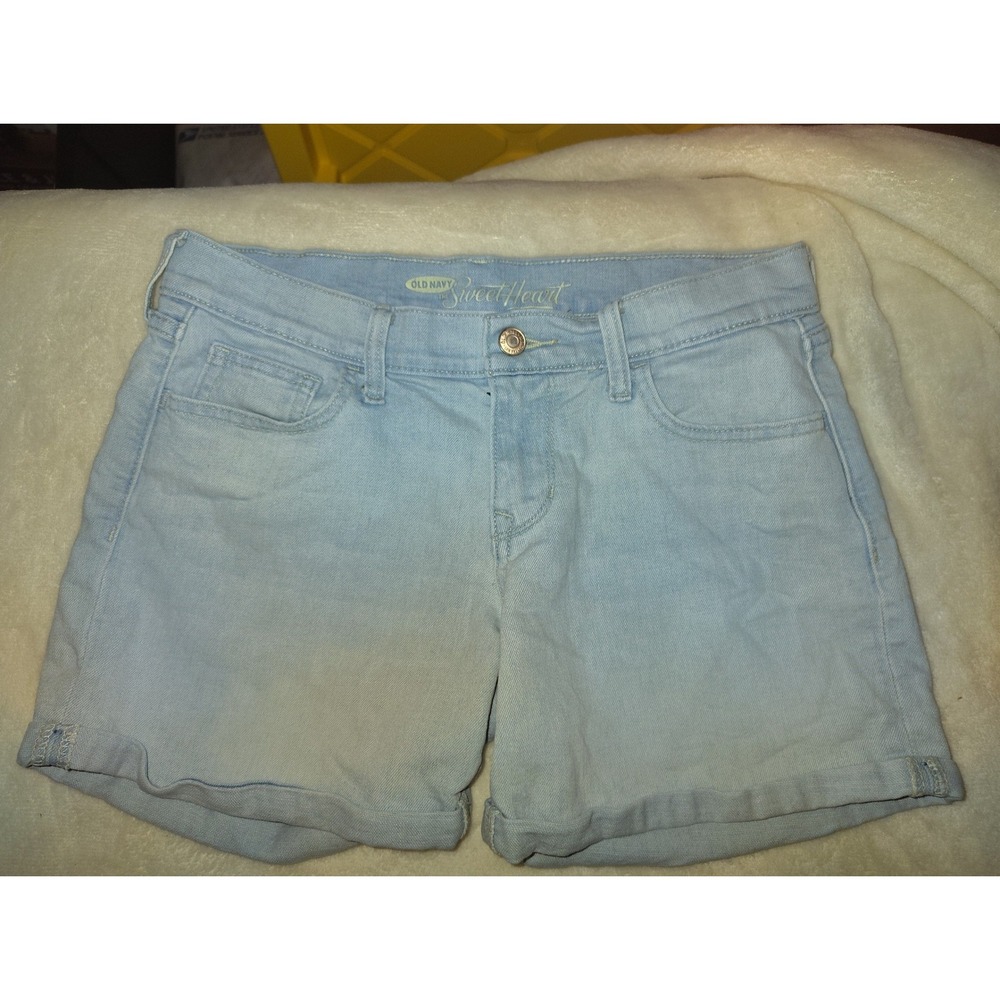 Old Navy Sweetheart Light Wash Denim Jean Shorts Cuffed Blue Womens Size 2